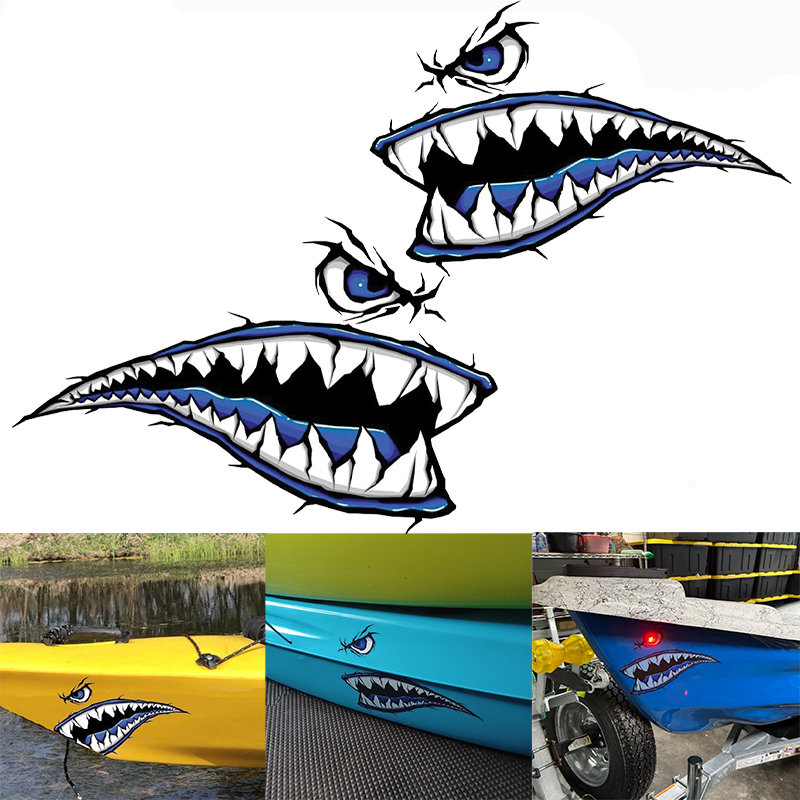 2PCS 상어 이빨 입 보트 스티커 DIY 카약 낚시  - Fishing Kayak Sit On Top 리뷰 및 가격